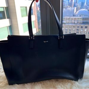 Agnès B leather satchel office bag